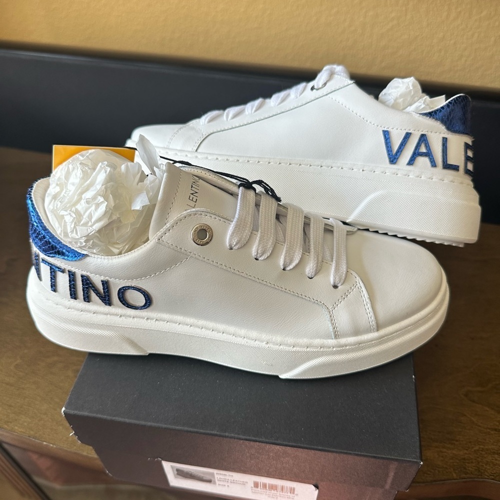 Valentino White Sneakers with Blue Details size 38 - Picture 8 of 9